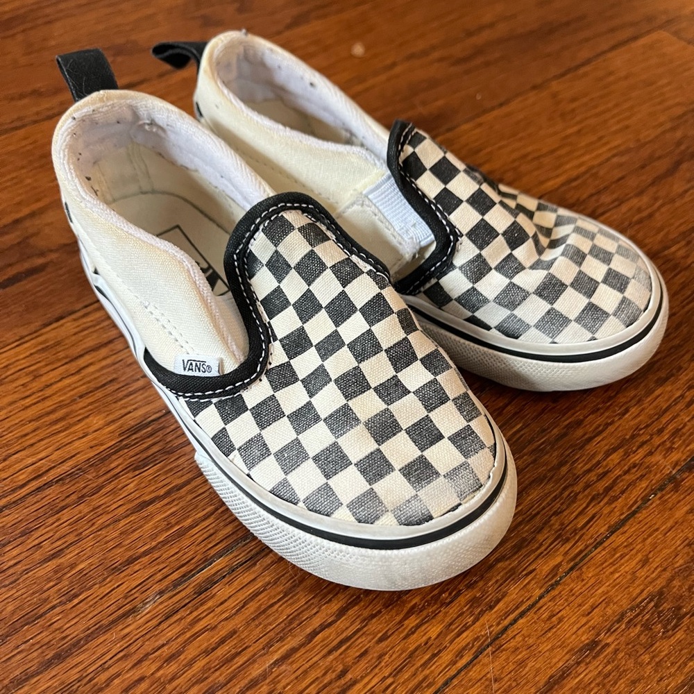 Vans Kids Black and White Checkered Slip-Ons